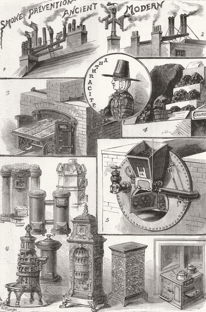 LONDON. Smoke abatement exhibition, South Kensington 1881 old antique print